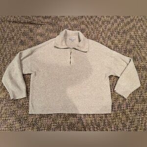 J.Crew Women’s XXL Sweater, Tan, 1/4 Zip, Merino Wool/Alpaca, Stretch, Pullover